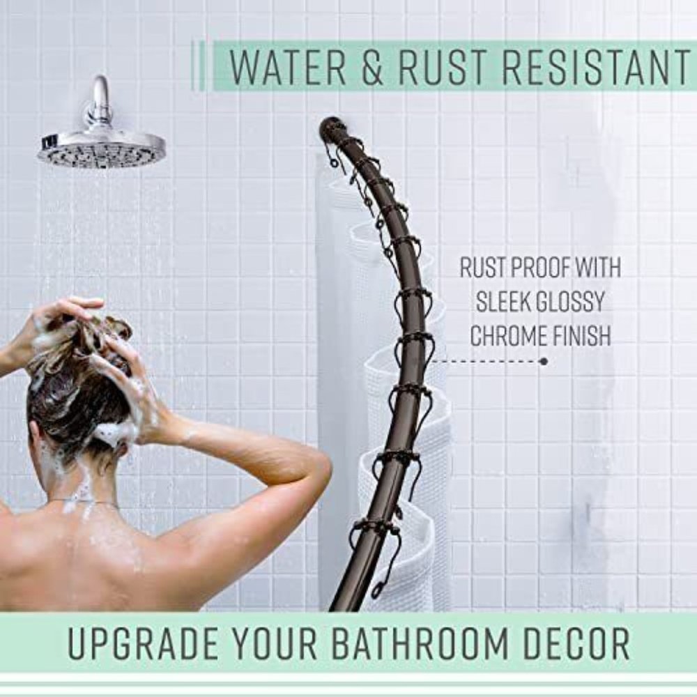 Bath Bliss Curved Wall-Mount Shower Rod, Brown